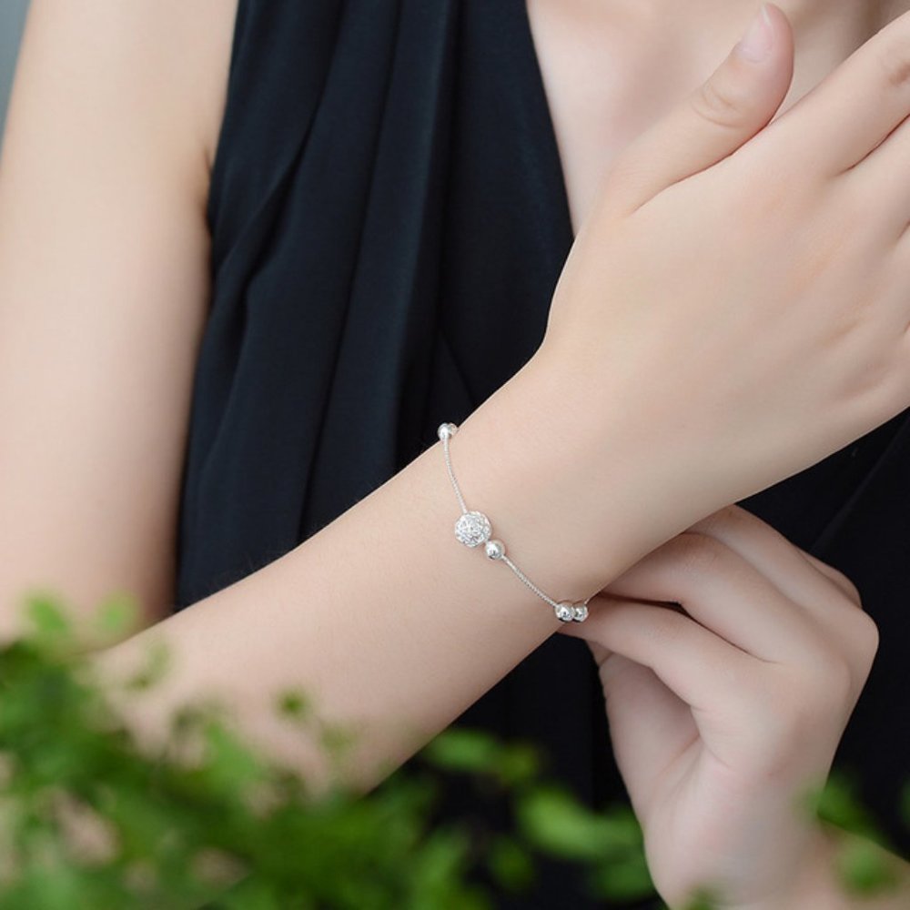 NEW 925 Sterling Silver Simple Bead Bracelet F